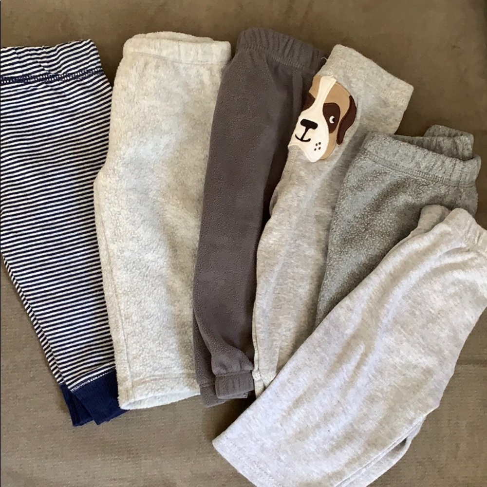 Lot of 6-Pants 6 Months. Fleece & Cotton Mix